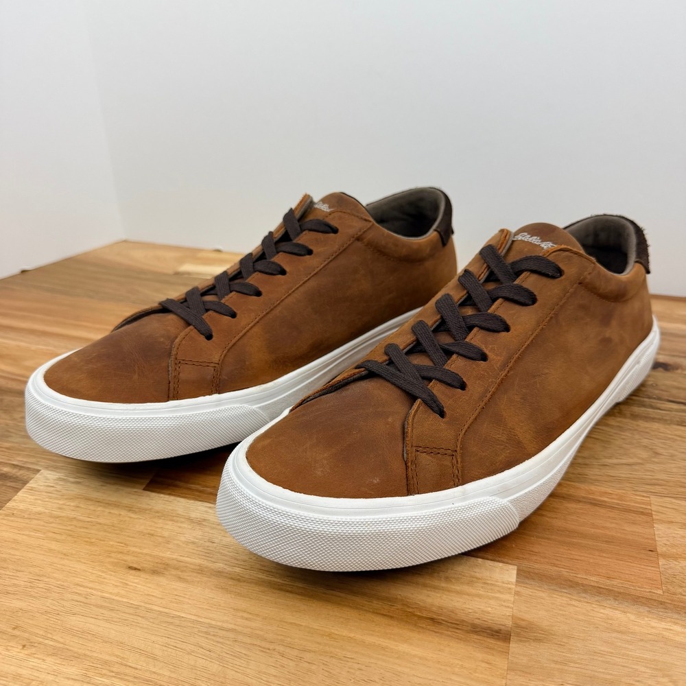 Eddie Bauer Mens Leather Sneakers Brown Low Top Lace Up Shoes 0103-966 Size 11.5